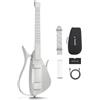 CYBER-G Enya CYBER-G Chitarra Smart - con corde in silicone, 24 suoni integrati, chitarra da viaggio silenziosa bianco con altoparlante, drum system, app e accordi interattivi per adulti o adolescenti