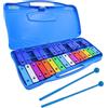KEGOZ Xilofono Glockenspiel cromatico a 25 note in custodia blu, xilofono colorato con tasti neri e bianchi e due battitori in plastica per bambini e adulti, percussioni musicali per strumenti educativi per