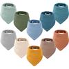 Yoofoss Bavaglini Neonato Set di 10 Bavaglino Bambini Bandana 100% Mussole Cotone Organico Morbido Bavaglini Bambino Drool Bavaglini per Burp Neonati Bambino