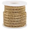 FASHEWELRY Catene a maglia barbazzale in alluminio dorato da 5 m, 10x6,5x1 mm, non saldate, catena intrecciata ovale in metallo con anello metallico e bobina per la creazione di collane e bracciali