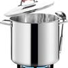 HOMICHEF Pentola Grande in Acciaio Inossidabile Senza Nichel con Coperchio in Vetro (29 cm, 22,5 Litri) - Pentola per Zuppa a Induzione Resistente con Finitura a Specchio
