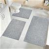 Homcomodar Tappeti bagno 3 pezzi tappeto bagno antiscivolo assorbente Tappetini per il bagno in microfibra morbida lavabili tappetino bagno per bagno decorazione(Grigio)