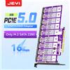 JEYI Adattatore JEYI PCIe 5.0 a 9 Bay da X16 a M.2 SATA, supporto 16Gbps per SSD SATA 2280 (B+M-key), compatibile con PCIe X4/X8/X16, supporta RAID 0/1/5