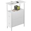 YMYNY Tavolino Salotto Stretto, Comodino con 2 Cassetti in Tessuto, Tavolino da Letto per Spazi Ridotti, Tavolino da Divano per Camera da Letto e Soggiorno, Bianco HST019W