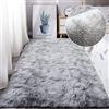 Leesentec Tappeto Salotto Tappeto Camera da Letto,Tappeti Moderno Soffice Pelo Lungo Antiscivolo per Soggiorno,Cameretta,Ingresso Interno(Grigio/Bianco,80 * 120cm)