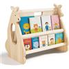 Umllpet Libreria Montessori Per Bambini In Legno Con Design Canguro - Libreria Per Cameretta, Portatile, Favorisce L Autonomia, Facile Da Montare, Ideale Per Neonati E Asili
