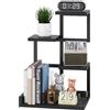 YMYNY Mensola da Tavolo in Legno, 4 Tier Storage Display Rack, Mensola Organizzatore Piccolo Libreria con telaio in Metallo per, Libri, Piante, Giocattoli, 31 x 24 x 44.5cm, Nero HSR007B