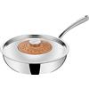 Lagostina Emozione Wok Saltapasta + Coperchio con Inserto in Ciliegio, Pentola Induzione e Gas in Acciaio Inox 18/10 e Legno, con Fondo Lagotherm Triplo Strato e Ampi Manici Saldati