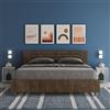 ITYHOME Letto matrimoniale contenitore 160x190 testata dritta con doghe noce Ankel