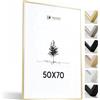 Heimlich® - Cornice per foto - 50x70 cm, Alluminio e metallo, Oro - Grande cornice per collage fai da te con copertura in foglio di plastica - Solo espositore da parete