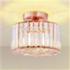 Seruno X Lampadario Moderno in Cristallo, Plafoniera Color Oro rosa con Paralume in Vetro, Plafoniera a Semi-incasso E27 per Soggiorno Camera da Letto Cucina Sala da Pranzo Corridoio Bagno Ingresso