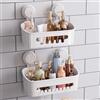 LEVERLOC Mensola da Doccia con Ventosa per Bagno Doccia Caddy Carrello di stoccaggio Senza Foratura Portaoggetti Organizer per per Accessori da Bagno o Cucina 2 Pezzi