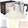 Aslanka Kit per la produzione di candele composto da un versatore per la produzione di candele da 900 ml, 1 kg di cera di soia naturale, 5 portastoppini in legno, 100 stoppini per candele.
