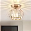 ZYDTRIP Lampadario da soffitto in cristallo, piccolo montaggio a filo semincassato, per corridoio, ingresso, cucina, camera da letto, sala da pranzo, salotti, bar (oro)