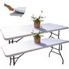 GLOP Set 2 Tovaglie Bianche Rettangolari Elasticizzate [183 x 76 cm] - Kit 2 Copritavolo Antimacchia per Matrimonio, Catering, Battesimo e Buffet - Fodere Tavolo 6 Posti No Stiro - Teli Spandex Feste