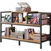 Uptyia Mobile per giradischi con archiviazione in vinile, scaffale retrò a 3 livelli per CD e DVD, supporto per lettore di dischi e altoparlanti, capacità 350 LPs, 116,5 × 37 × 77,5 cm