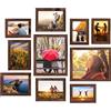 Giftgarden - Confezione da 10 cornici portafoto multi-foto per foto di dimensioni multiple, 2 da 20 x 25 cm, quattro da 10 x 15 cm, quattro da 12 x 17 cm, colore: Marrone