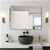 NIMURY Specchio da Parete Rettangolare, 75x100 cm Specchio Senza Cornice per Bagno con Angoli Arrotondati, per Bagno, Camera da Letto, Soggiorno, Montabile Orizzontalmente o Verticalmente