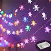 Swsdee Luci Led Stella,Luci a Batteria,Luci Led Decorative,10m 100led Luci Stringa Stella,Ci per Sorprese,Anniversario,San Valentino,Compleanno,Feste Natale,Ecc ((Stelle + fiocchi di neve (luci calde)）)