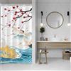 SDOTPMT 90x180cm Giapponese Tende Doccia Giappone Oceano Fuji Montagna Rosso Sole Ciliegio Fiori Bianco Crane Asiatico Giapponese Tradizionale Ukiyo-e Art Tende da bagno con ganci