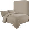 AR Ware Set completo per letto matrimoniale in satin a righe - Set da 4 pezzi color beige morbido, biancheria da letto in stile hotel con 2 federe e 1 lenzuolo con angoli