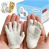 PewinGo Kit Calco Bebè in Gesso, Impronte di Mani e Piedini, Confezione Premium, Ricordo per Sempre, Regalo per la Nascita
