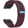 ZoRoll 20 mm QuickFit Cinturino per Garmin Fenix 8 43mm/Fenix 7S Pro Solar/7S/6S/6S Pro/5S/5S Plus, Sport Loop Cinturini in Nylon con Design Ondulato per Garmin Descent Mk3S/Mk2S - Vino Rosso