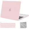MOSISO Cover Compatibile con MacBook Pro 13 Pollici Custodia 2025 2024 2023 2022-2016 M2 M1 A2338 A2289 A2251 A2159 A1989 A1706 A1708,Plastica Rigida Case&Copritastiera&Pulire Panno, Quarzo Rosa