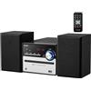 Cyberlux Impianto musicale retrò HiFi|Impianto stereo|Impianto compatto|USB|Line Out|CD/MP3|Radio FM,30 slot di memoria|Display LED|Mini impianto HiFi|impianto stereo con