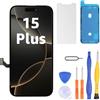 LL TRADER Display per iPhone 15 Plus LCD 6,7 Schermo di Ricambio FHD Touchscreen 3D Touch Digitizer Cornice di Montaggio e Kit di Riparazione U01