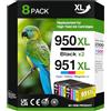 Jagute 950XL 951XL Cartucce d'inchiostro per HP 950 951 XL Compatibili per HP Officejet Pro 8620 8600 8610 8100 8615 8625 8630 8640 8660 251dw 276dw 271dw (2 Nero, 2 Ciano, 2 Magenta, 2 Giallo)