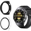 Yenwen Custodia per Huawei Watch GT6 Pro 46mm Cover, 2 Pezzi HD Anti-Graffio Case, Schermo Vetro Temperato per Huawei GT 6 Pro 46mm, Silicone TPU Antiurto Protettiva -Trasparente+Nero