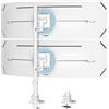 Putilsen Mount Supporto Doppio Monitor Verticale,per schermi piatti e curvi da 24 a 57 pollici, 2-27 kg per braccio, con barra di scorrimento, 2 opzioni di montaggio (VESA 75/100 mm), Bianco