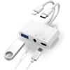 Puiseno Adattatore per cuffie USB C e Lightning a jack da 3,5 mm, adattatore 3 in 1 USB OTG e splitter per cuffie Aux, supporta la ricarica/audio/trasferimento dati per iPhone 16/15/14/13/12, Samsung Galaxy
