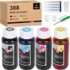Yongairuink 308 Ricarica per cartucce d'inchiostro 308 308XL 308e per HPQ ENVY 6110 6120 6130 6520 6530 6122e 6532e 6520e 6132e 6530e 6120e 6558e 6133333 0e Set di 4 1
