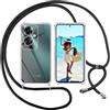 ISOI Cover con Cordino per OPPO Reno 11 F 5G/OPPO Reno 11F 5G, Custodia Trasparente con Collana Tracolla Laccio Collo Ultra Sottile Morbido TPU Silicone Antiurto AntiGraffio Antiscivolo Case, Nero