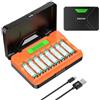 ENEGON Caricabatterie Rapido 8 Slot AA/AAA con Display LCD + 8 Batterie AAA Ni-MH (1100mAh), Stazione USB-C per Carica e Conservazione - per Telecomandi, Termometri ed Elettronica