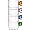 BRANDANI TAZZINA CUORE IMPILABILE COLORI ASSORTITI SET 4 PZ VETRO