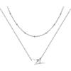 Bestyle Collana Iniziale Argento Collana a Girocollo a Doppia Pila Cuore Lettera A-Z Ciondolo Piccolo Regalo Compleanno 40+5CM Regolabile