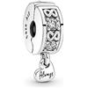 PANDORA Clip Moments con simbolo dell'infinito in argento Sterling con zirconia cubica trasparente e impugnatura in silicone