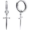 IMINI Pugnale Orecchini a Polsino a Cerchio S925 Argento Sterling Cubic Zirconia Orecchini Ipoallergenici Piercing All'Orecchio Ciondola Per Donne Ragazze Gioielli Alla Moda Regalo San Valentino