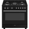 Smeg PRONTA CONSEGNA - Smeg Cucina CX91GMBL con forno termoventilato e piano cottura gas finitura nero da 90x60 cm