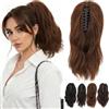 Elailite Extension Coda Capelli Ricci Mossi Coda Finta di Cavallo con Pinza Clip Ponytail 30cm + Marrone Ramato Chiaro
