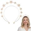 Tweruna Cerchietto dorato con aureola con stella di cristallo, diametro 12,4 cm, corona da dea con strass dorati, diadema glitterato, diadema da donna, accessorio per capelli da sposa, matrimonio