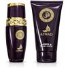 AFAQ Aswad Eau de Parfum 100 ml + Shower Gel 150 ml - Profumo Orientale Unisex - Fragranza Intensa e Raffinata con Note Ambrate, Legnose e Speziate - Idea Regalo Elegante