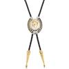WEBEEDY Cravatta bolo da cowboy in pelle occidentale, collana ciondolo cavallo dorato, accessorio per costume, regali Natale, Turchese