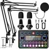 SINWE Set podcast per 2 persone, mixer audio con microfoni per smartphone e PC, attrezzatura da DJ all-in-one, plug and play, ideale per streaming, canto, YouTube e gaming