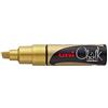 Uni-Ball - Pennarello per vetri e Gesso Uni Chalk PWE-8K Oro | Pennarelli con punta a cuneo da 8 mm per finestre, lavagne e specchi