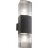 Intec APPLIQUE BIEMISSIONE DARK ANTRACITE E FUME' 2 LUCI ATTACCO E27 IP54 10,6X12,1X40CM