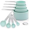 YC Kitchen Set di 8 cucchiai dosatori con manici in acciaio inox, con 4 tazze di misurazione e 4 cucchiai, strumento di misurazione per liquidi e solidi, cucchiaio dosatore per misurazioni di cottura